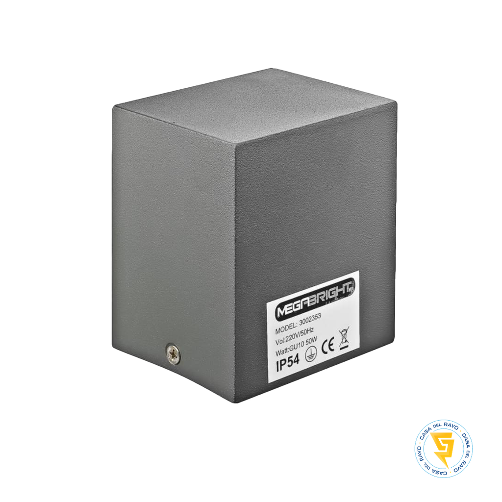 APLIQUE MURO EXTERIOR BASE GU-10 GRAFITO MATE MEGABRIGHT
