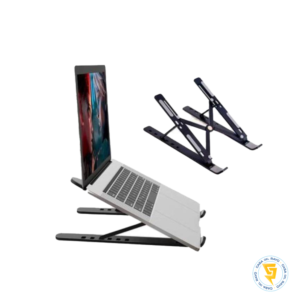TECMASTER SOPORTE PLEGABLE AJUSTABLE PARA PORTÁTIL DE ALUMINIO COLOR NEGRO