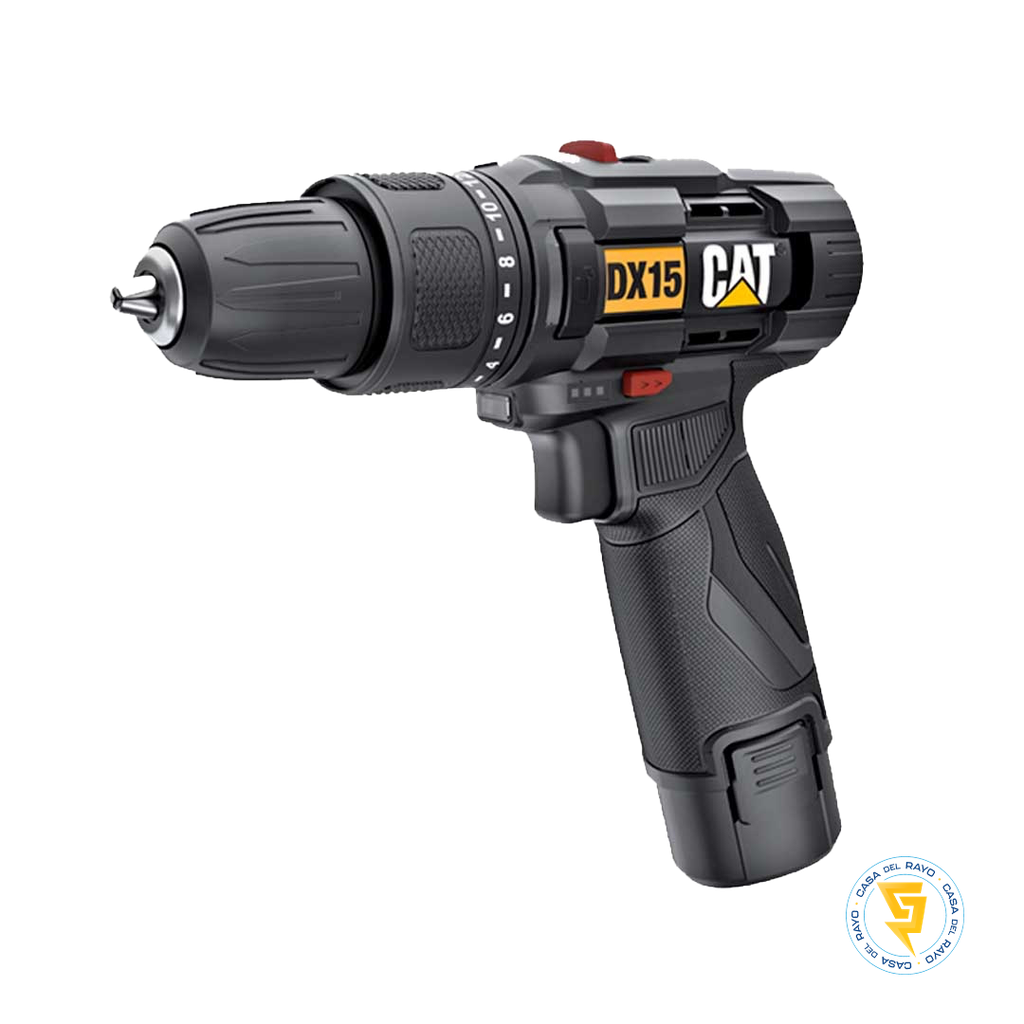 TALADRO PERCUTOR INALAMBRICO 10MM (INCLUYE BATERIA Y CARGADOR) CAT