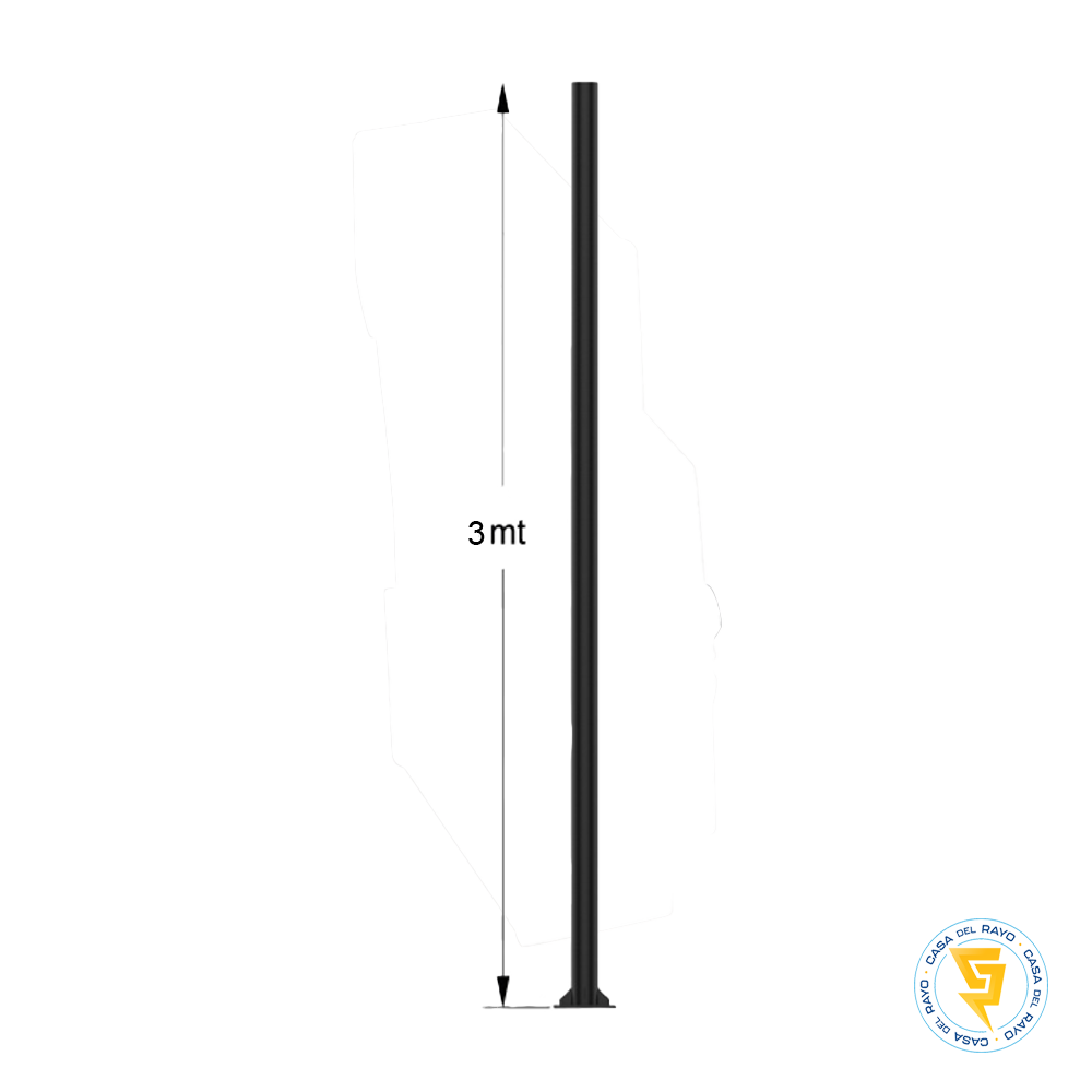 POSTE METALICO LOGIC ARMABLE DE 3 METROS NEGRO (3 PIEZAS Y BASE PARA APERNAR)