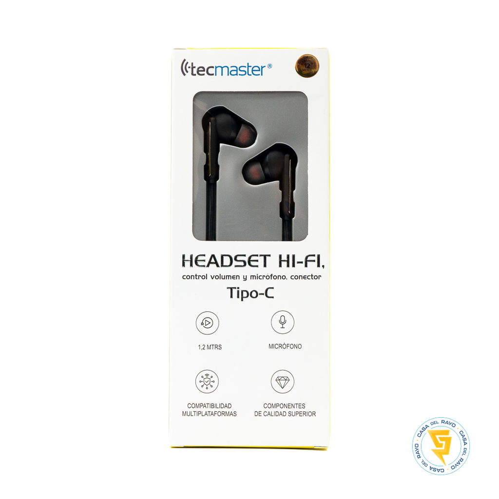 AUDIFONOS HEADSET HI-FI ENTRADA TIPO C NEGRO TECMASTER