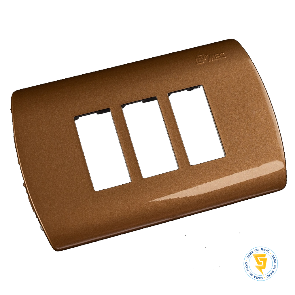 PLACA 3 MODULOS ARIS DORADO MEC