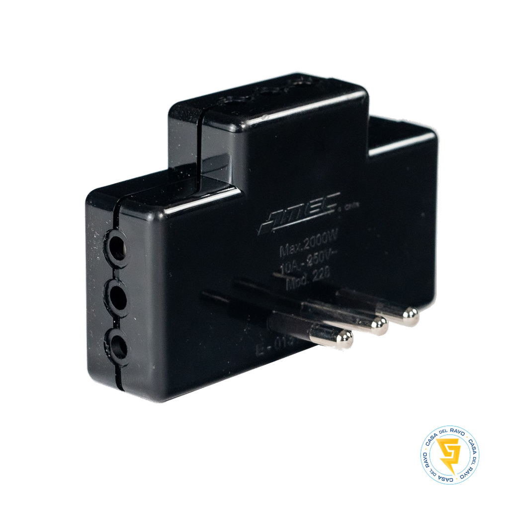 MACHO TRIPLE PLANO CON LUZ PILOTO 2P+T NEGRO MEC