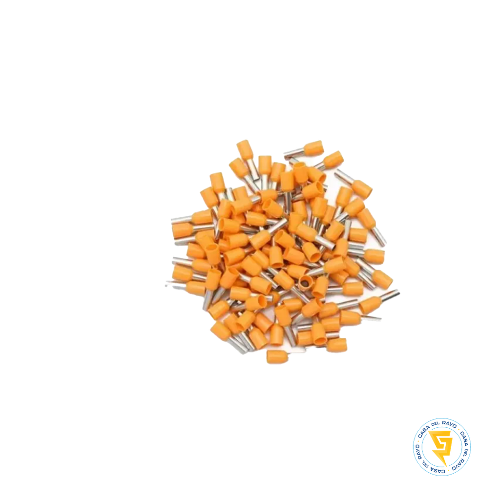 BOLSA TERMINAL FERRUL 4MM NARANJO EKOLINE - 100 UNIDADES