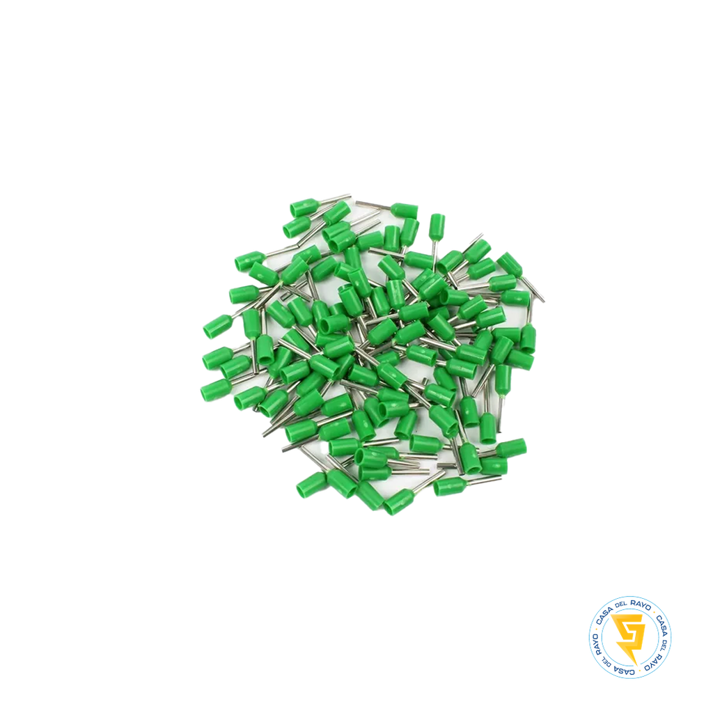 BOLSA TERMINAL FERRUL 6MM VERDE EKOLINE - 100 UNIDADES