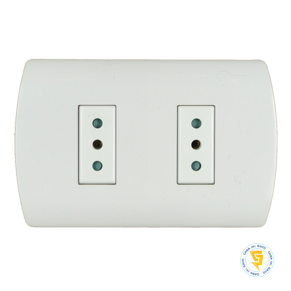 ENCHUFE HEMBRA DOBLE 2P+T 10A COMPACTO ARIS PRO BLANCO MEC