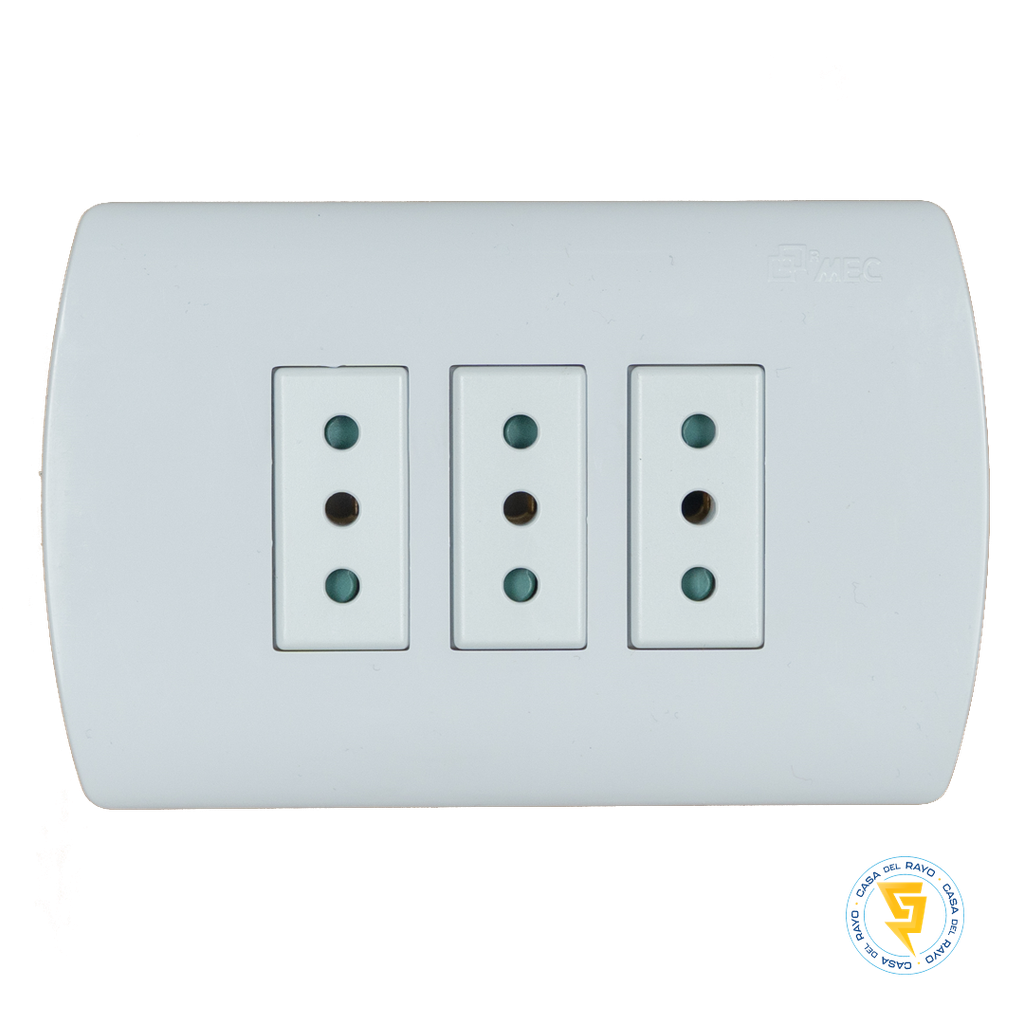 ENCHUFE HEMBRA TRIPLE 2P+T 10A COMPACTO ARIS PRO BLANCO MEC