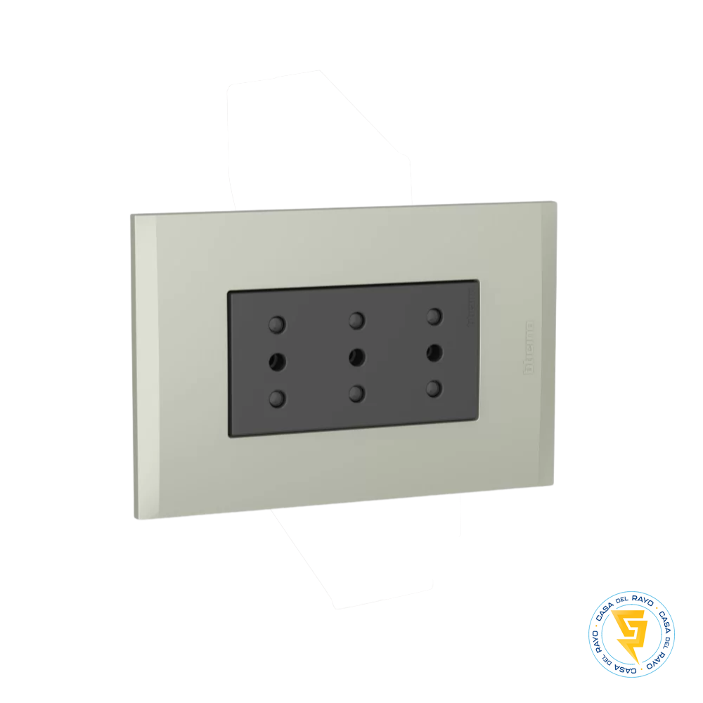 ENCHUFE TRIPLE EMBUTIDO 2P+T 10A ANTRACITA TERRA NOBILE BTICINO