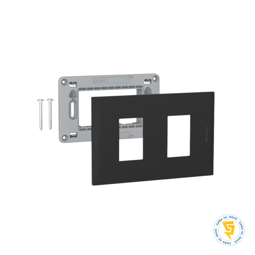 PLACA 2P CON SOPORTE BLACK NOBILE BTICINO