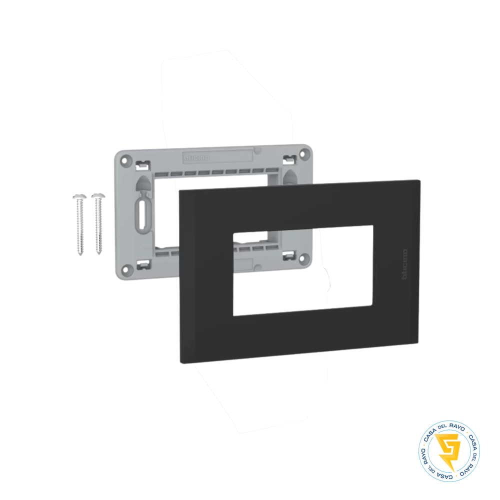 PLACA 3P CON SOPORTE BLACK NOBILE BTICINO