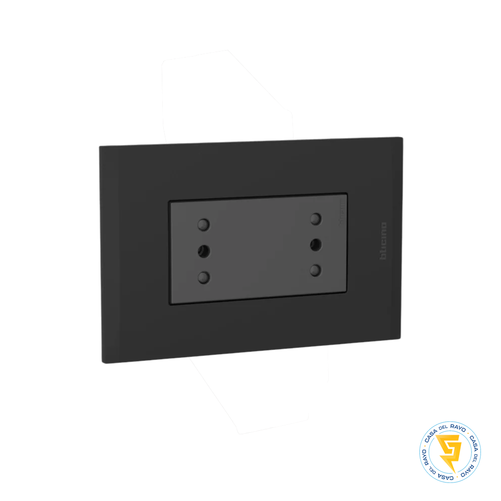 ENCHUFE DOBLE EMBUTIDO 2P+T 10A ANTRACITA BLACK NOBILE BTICINO