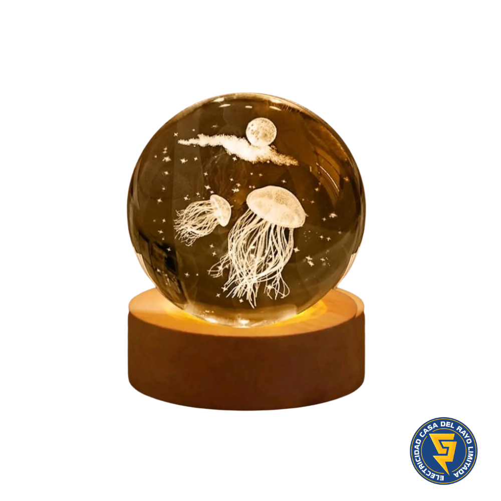 LÁMPARA DE MESA LED BOLA DE CRISTAL 6" MEDUSA 3000K DC5V USB 1W