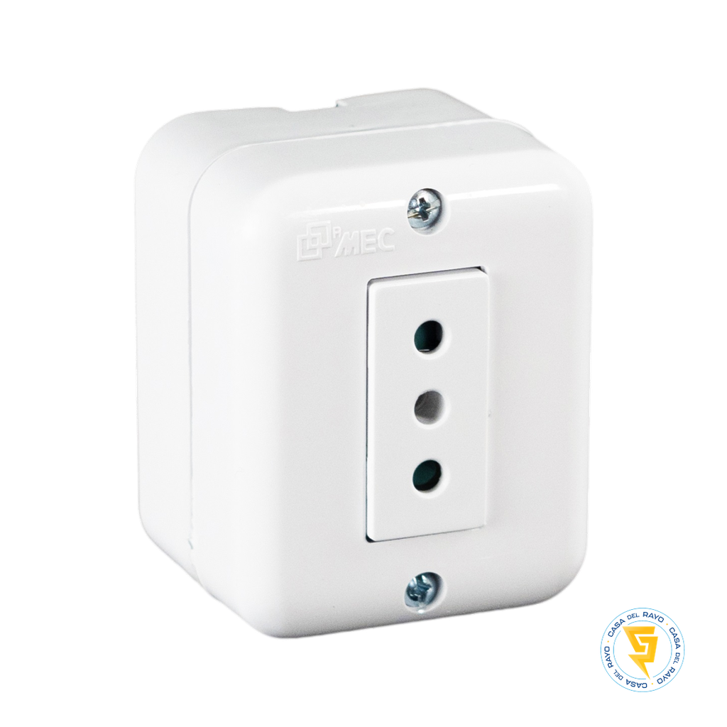 ENCHUFE HEMBRA SENCILLO SOBREPUESTO 2P+T 10A ARIS BLANCO MEC