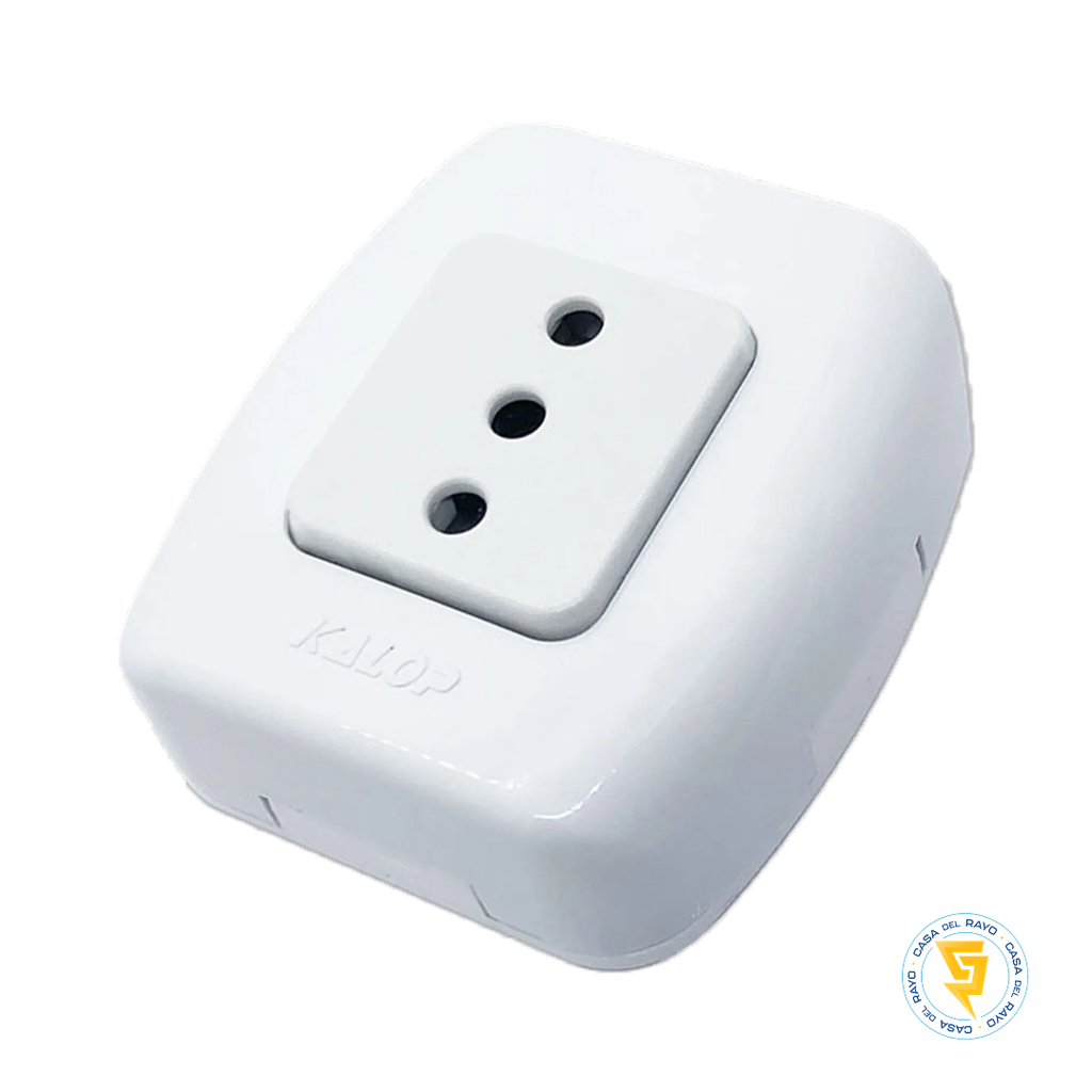 ENCHUFE SENCILLO 2P+T 10A SOBREPUESTO TEKNA BLANCO KALOP