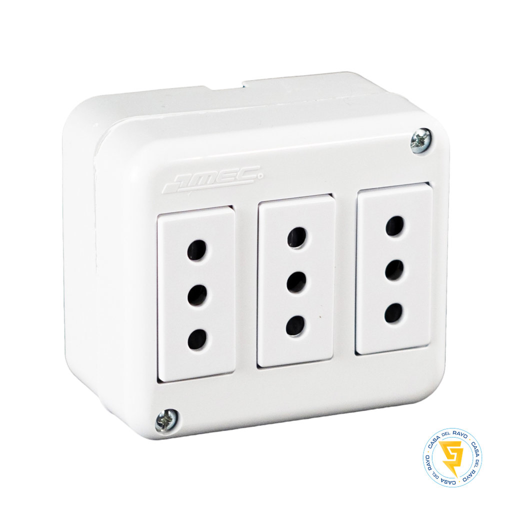 ENCHUFE HEMBRA TRIPLE SOBREPUESTO 2P+T 10A  ARIS BLANCO MEC