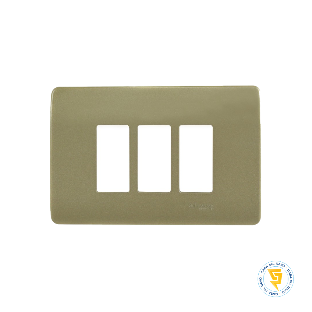 PLACA 3 MODULOS GENESIS DORADO SCHNEIDER ELECTRIC