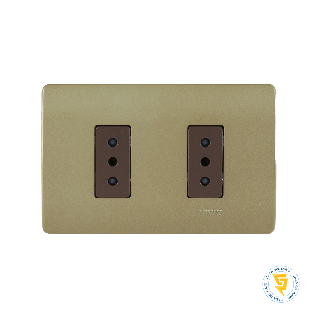 ENCHUFE DOBLE 2P+T 10A GENESIS DORADO SCHNEIDER ELECTRIC