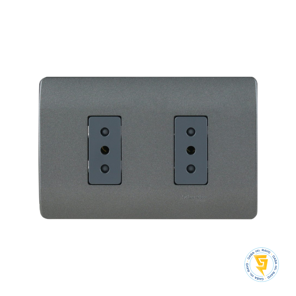 ENCHUFE DOBLE 2P+T 10A GENESIS HUMO/NOIR SCHNEIDER ELECTRIC