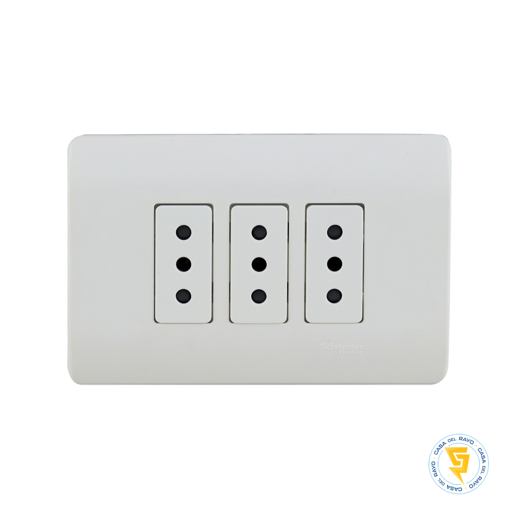 ENCHUFE TRIPLE 2P+T 10A GENESIS BLANCO SCHNEIDER ELECTRIC