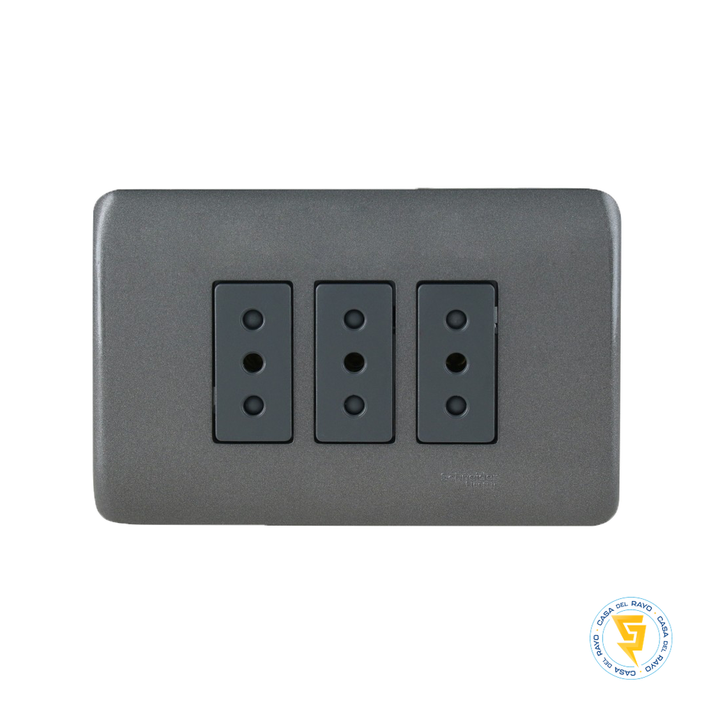 ENCHUFE TRIPLE 2P+T 10A GENESIS HUMO/NOIR SCHNEIDER ELECTRIC