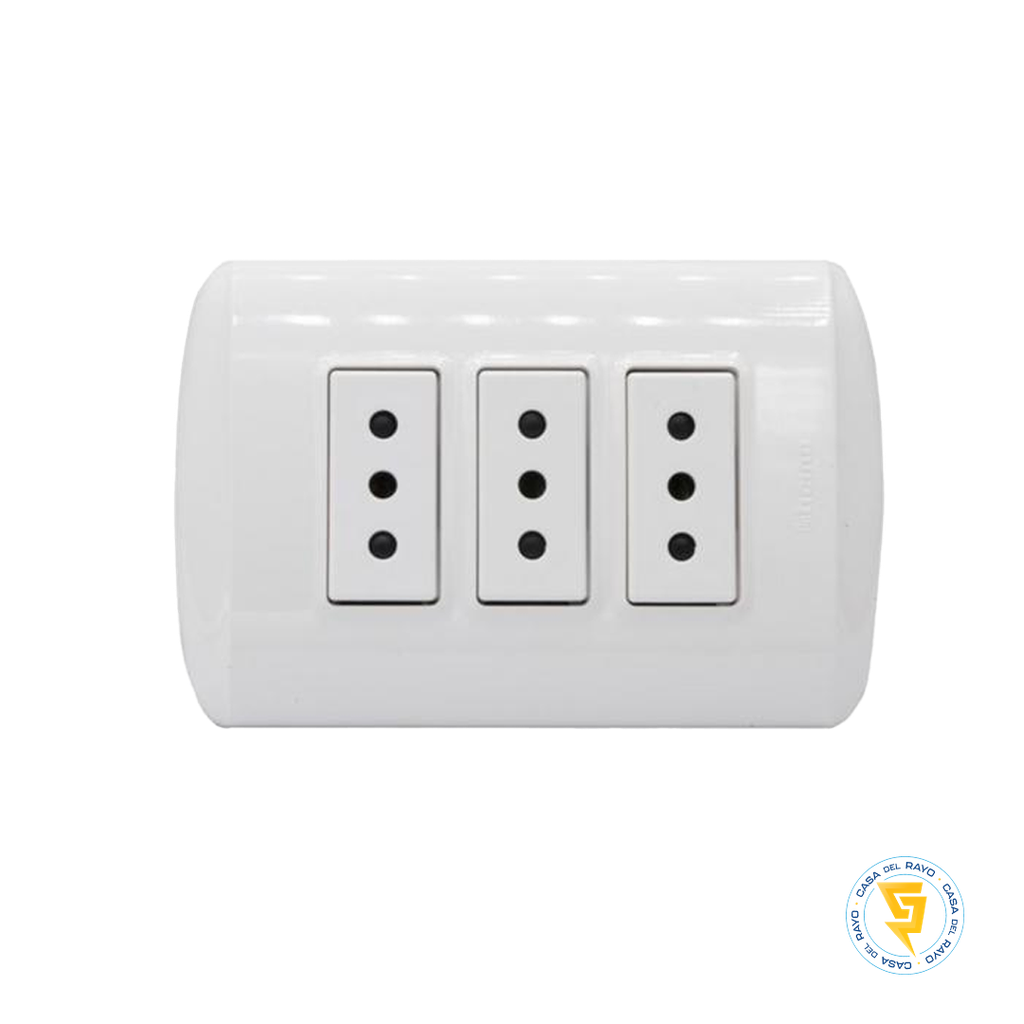 ENCHUFE TRIPLE 2P+T 10A MODUS PLUS BLANCO BTICINO