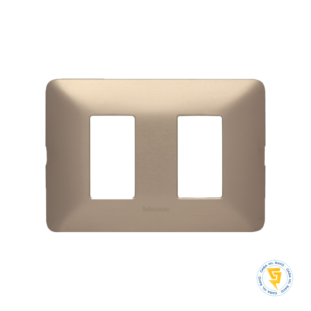 PLACA 2 MODULO MATIX ALUMINIO CHAMPAGNE BTICINO (SIN SOPORTE)