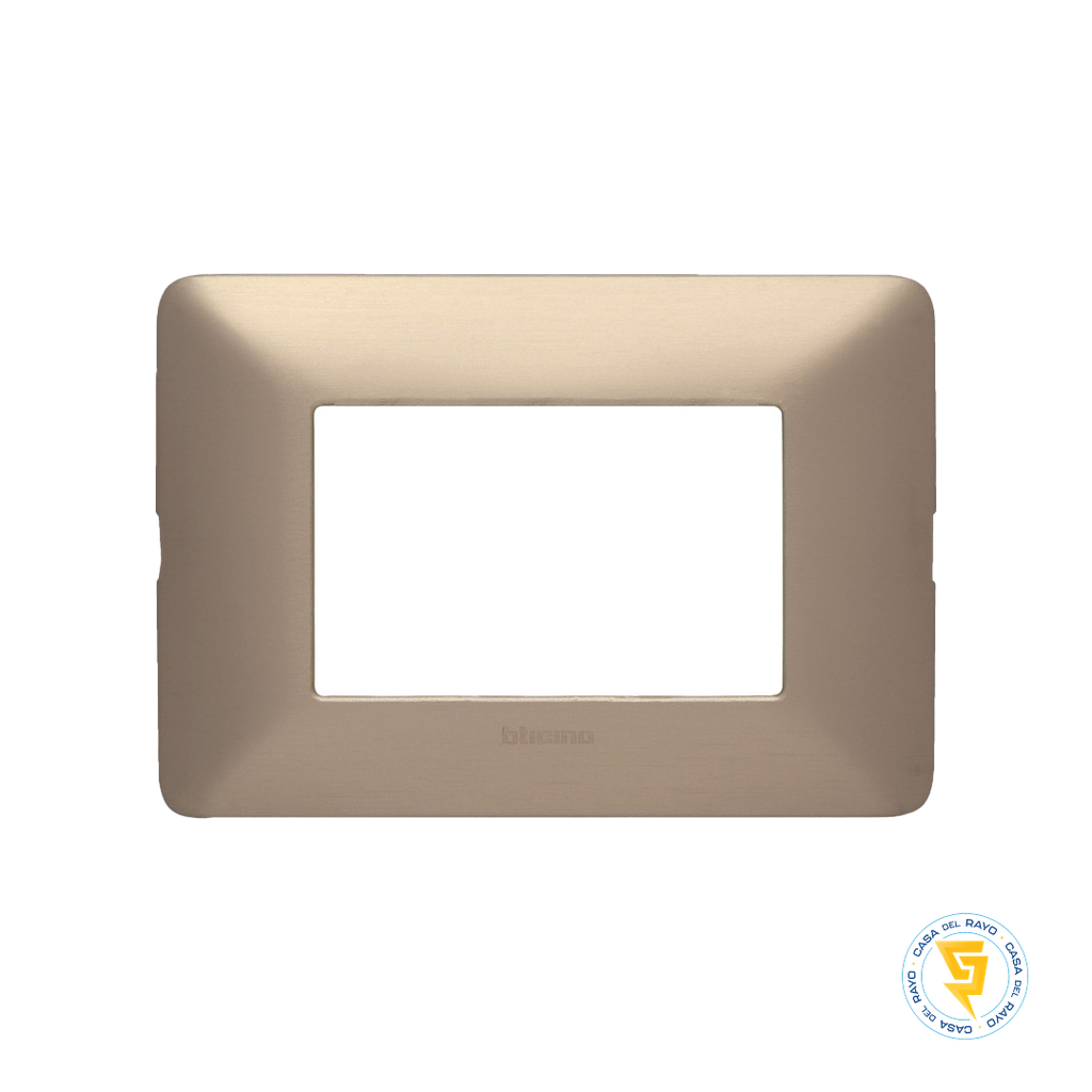 PLACA 3 MODULO MATIX ALUMINIO CHAMPAGNE BTICINO (SIN SOPORTE)