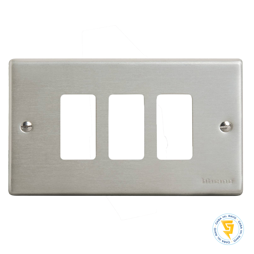 PLACA 3 MODULO MAGIC ALUMINIO OXIDAL BTICINO (SIN SOPORTE)