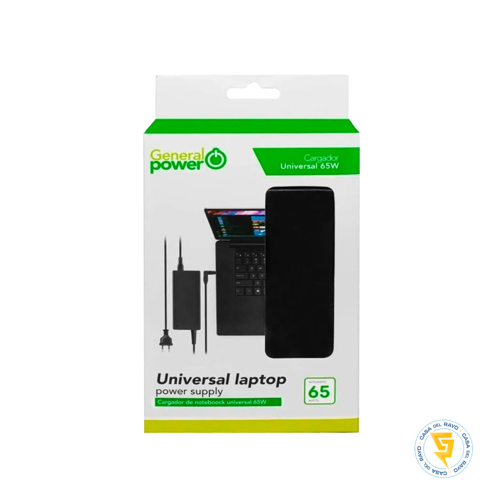 CARGADOR NOTEBOOK UNIVERSAL 65W GENERAL POWER