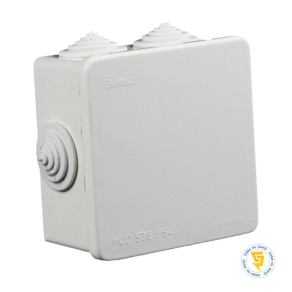 CAJA ESTANCA CUADRADA CON CONOS 80X80MM IP54 MEC LIBRE DE HALOGENO