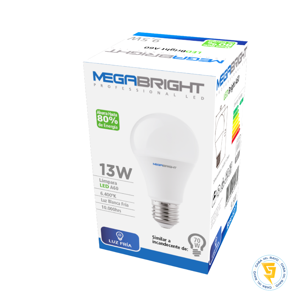 AMPOLLETA LED A60 13W/110W E27 MEGABRIGHT 6.400K