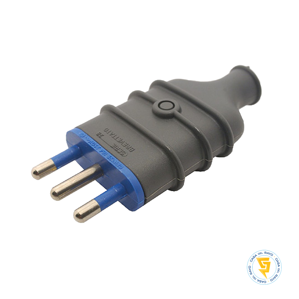 ENCHUFE MACHO VOLANTE GRIS 2P+T 10A GEWISS