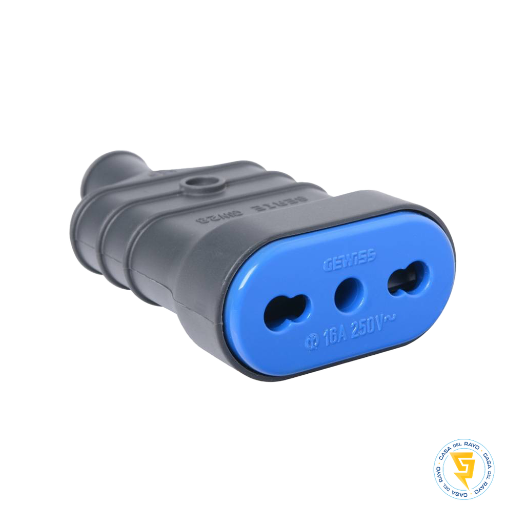 ENCHUFE HEMBRA VOLANTE GRIS 2P+T 16A GEWISS