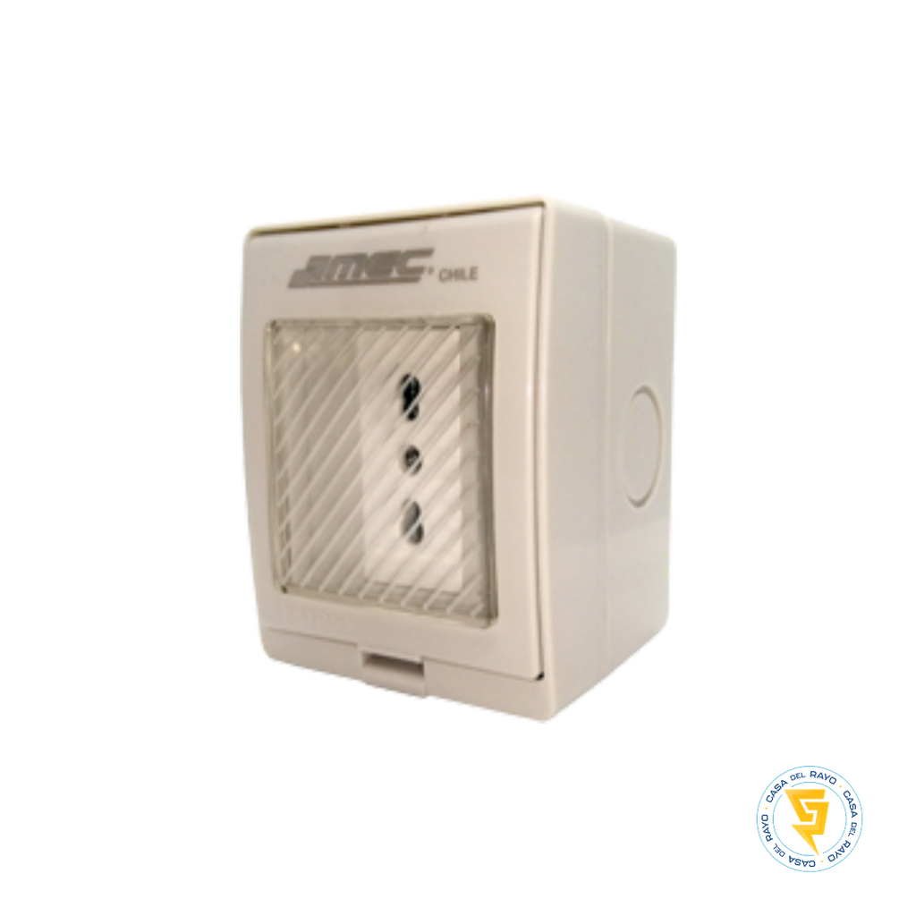 ENCHUFE SIMPLE 10/16A HIDROBOX SOBREPUESTO MEC