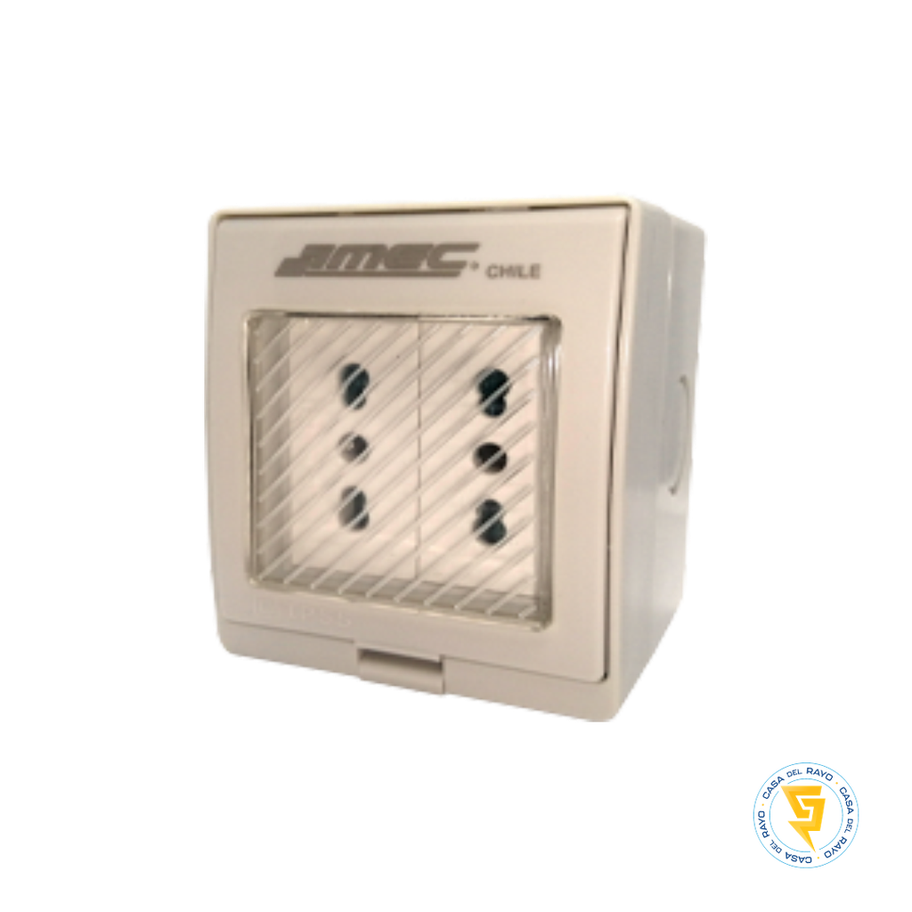 ENCHUFE DOBLE 10/16A HIDROBOX MEC SOBREPUESTO