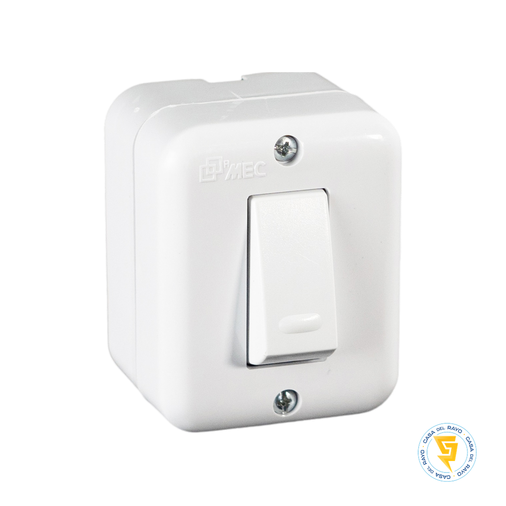 INTERRUPTOR  SOBREPUESTO SIMPLE 9/12 ARIS BLANCO MEC