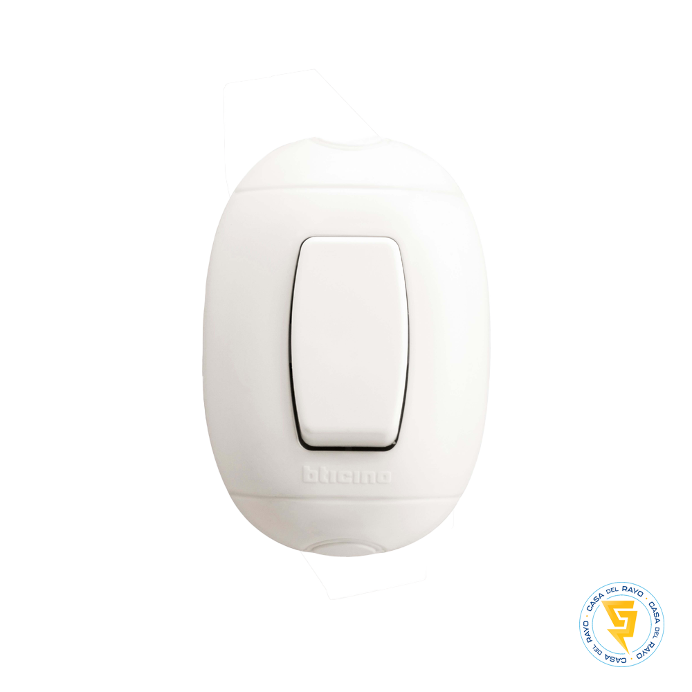 INTERRUPTOR SENCILLO 9/12 SOBREPUESTO LINEA OVAL BLANCO BTICINO