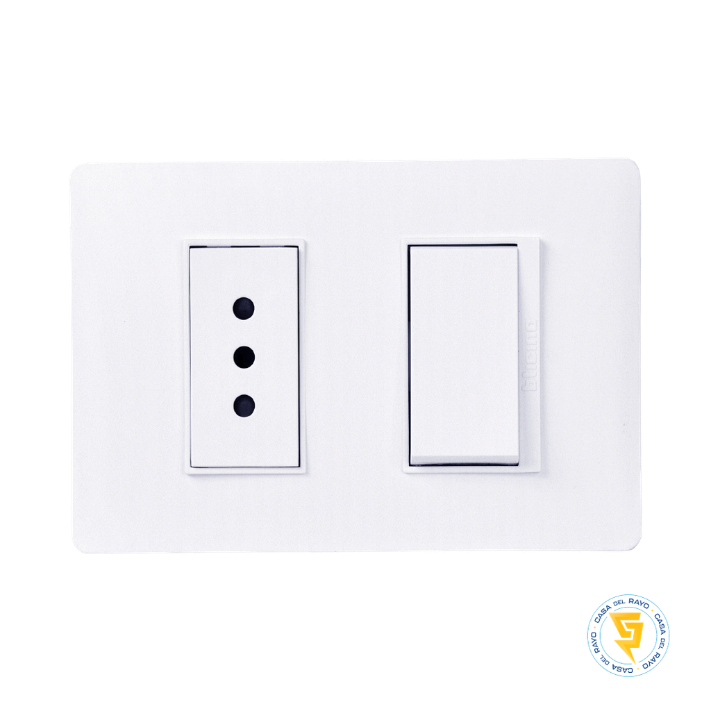 INTERRUPTOR 9/12 + ENCHUFE  10A LUZICA BLANCO BTICINO