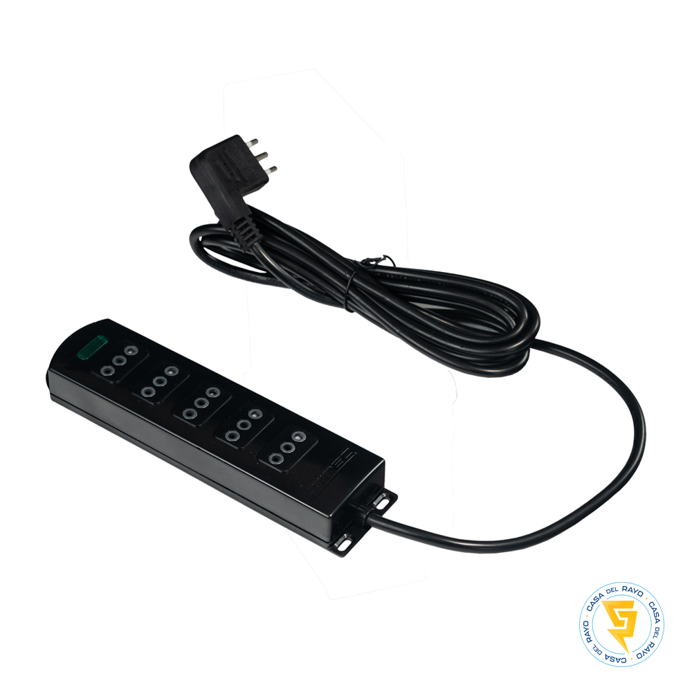 ALARGADOR MULTIPLE MEC 5 POSICIONES 3MTS 2P+T 250V-10A NEGRO