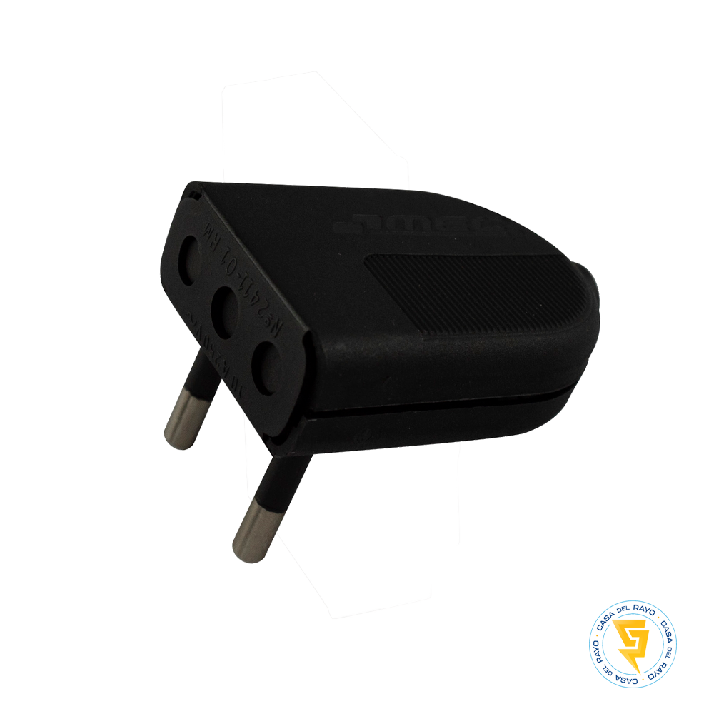 ENCHUFE MACHO VOLANTE 2P 10A NEGRO MEC