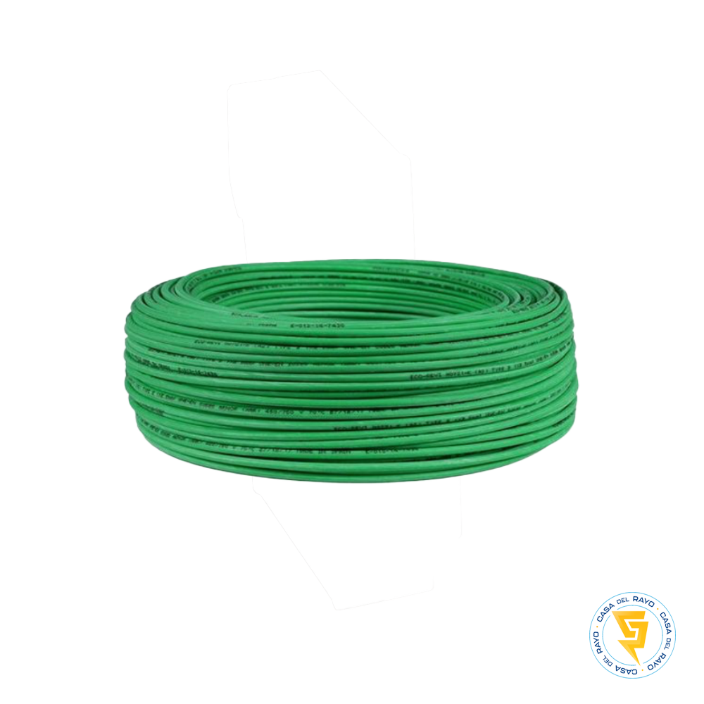 ROLLO CABLE THHN 14AWG VERDE (2.08mm)
