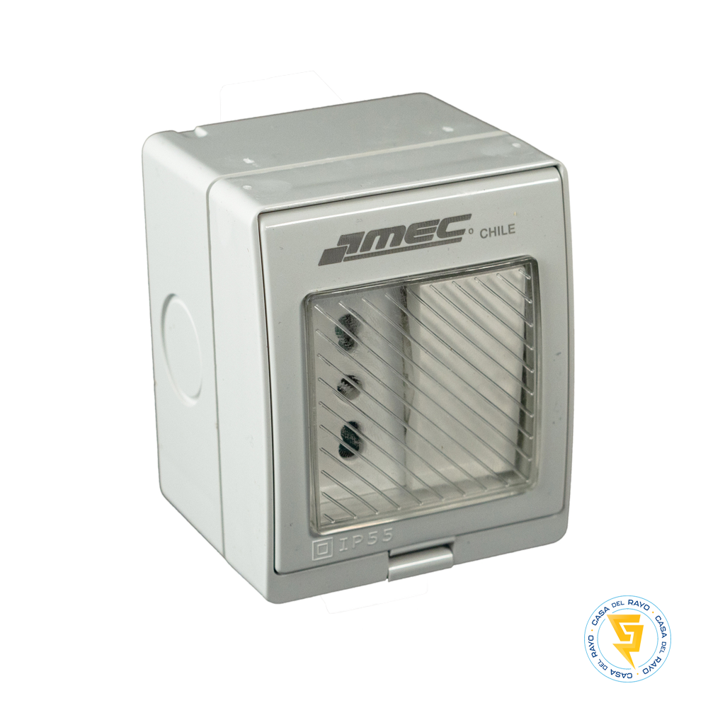 INTERRUPTOR SIMPLE 9/12 + ENCHUFE SIMPLE 10+16A MEC HIDROBOX SOBREPUESTO