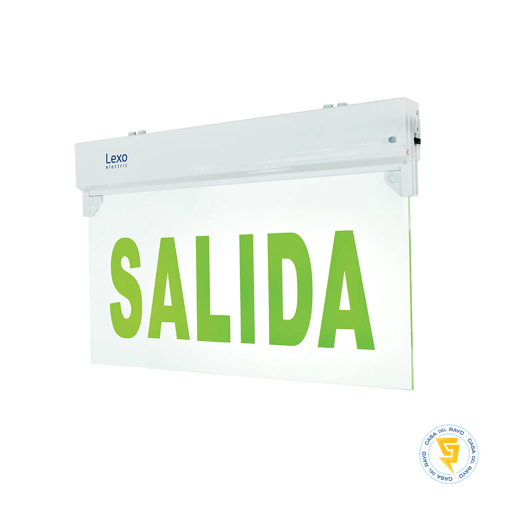 BANDEROLA DE EMERGENCIA (SEÑALETICA) LED CON TEXTO "SALIDA" LEXO