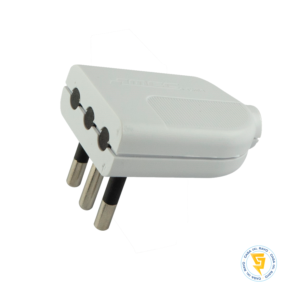 ENCHUFE MACHO VOLANTE CONVERTIBLE 2P+T 10A BLANCO MEC