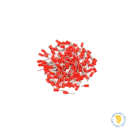[0607496] BOLSA TERMINAL FERRUL 1MM ROJO EKOLINE - 100 UNIDADES