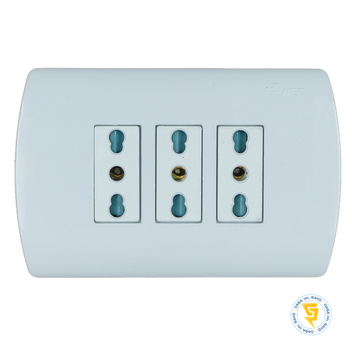 [0200AP0558] ENCHUFE HEMBRA TRIPLE 2P+T 10/16A COMPACTO ARIS PRO BLANCO MEC
