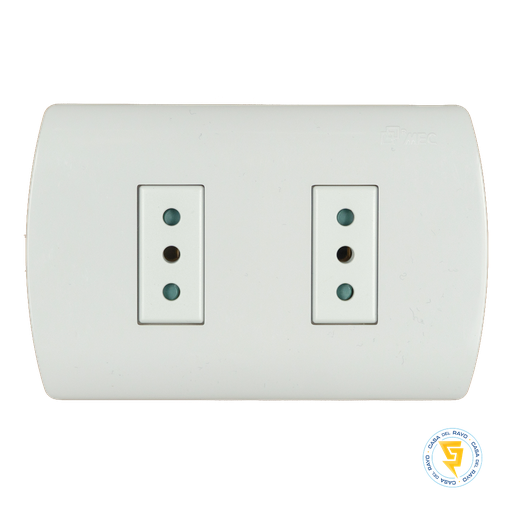 [0200AP0555] ENCHUFE HEMBRA DOBLE 2P+T 10A COMPACTO ARIS PRO BLANCO MEC
