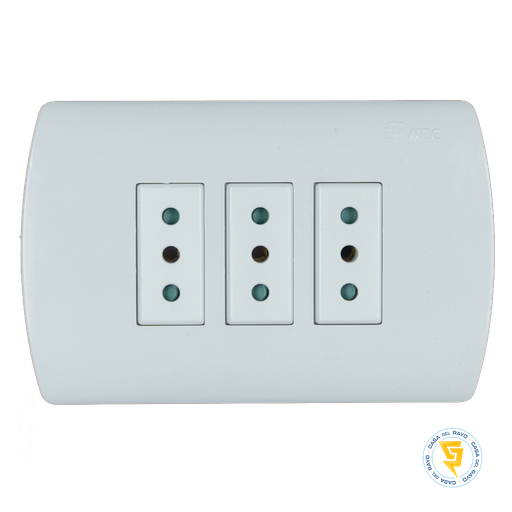 [0200AP0556] ENCHUFE HEMBRA TRIPLE 2P+T 10A COMPACTO ARIS PRO BLANCO MEC