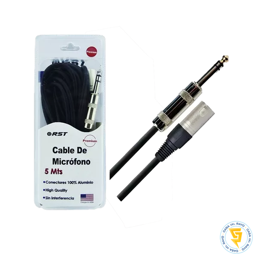 [145617] CABLE DE MICROFONO CANNON A PLUG 6.3 5 MTS. RST