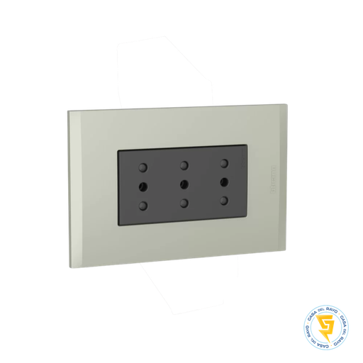 [AF2113EATI] ENCHUFE TRIPLE EMBUTIDO 2P+T 10A ANTRACITA TERRA NOBILE BTICINO